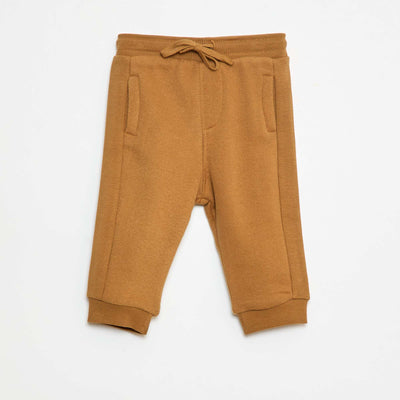 Pantalon jogging chiné en french terry MARRON