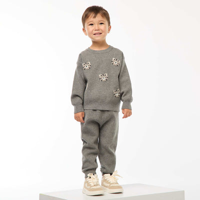 Pantalon uni en maille + chaussettes - 2 pièces GRIS