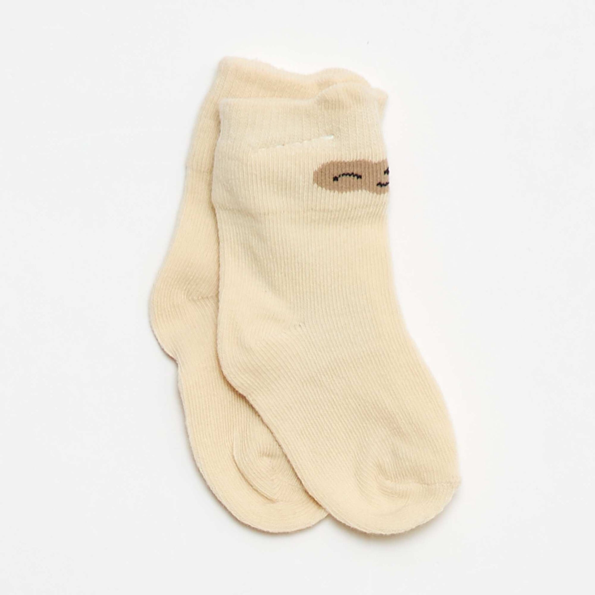 Pantalon uni en maille + chaussettes - 2 pièces BEIGE