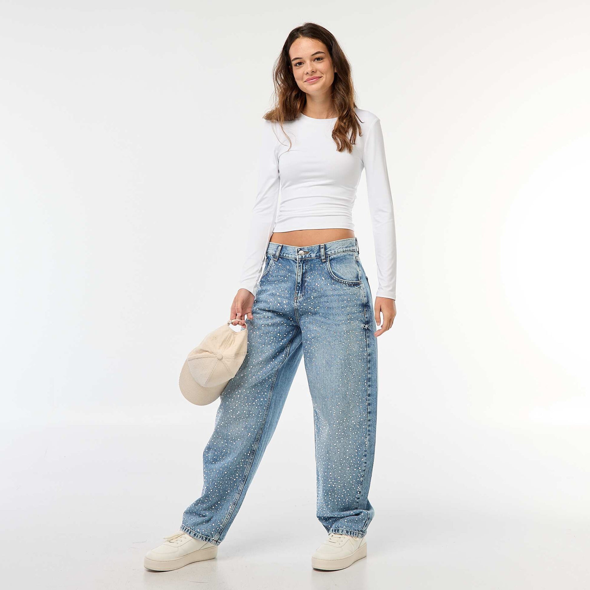 Jean droit avec strass BLEU