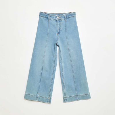 Pantalon en jean wide leg cropped BLEU
