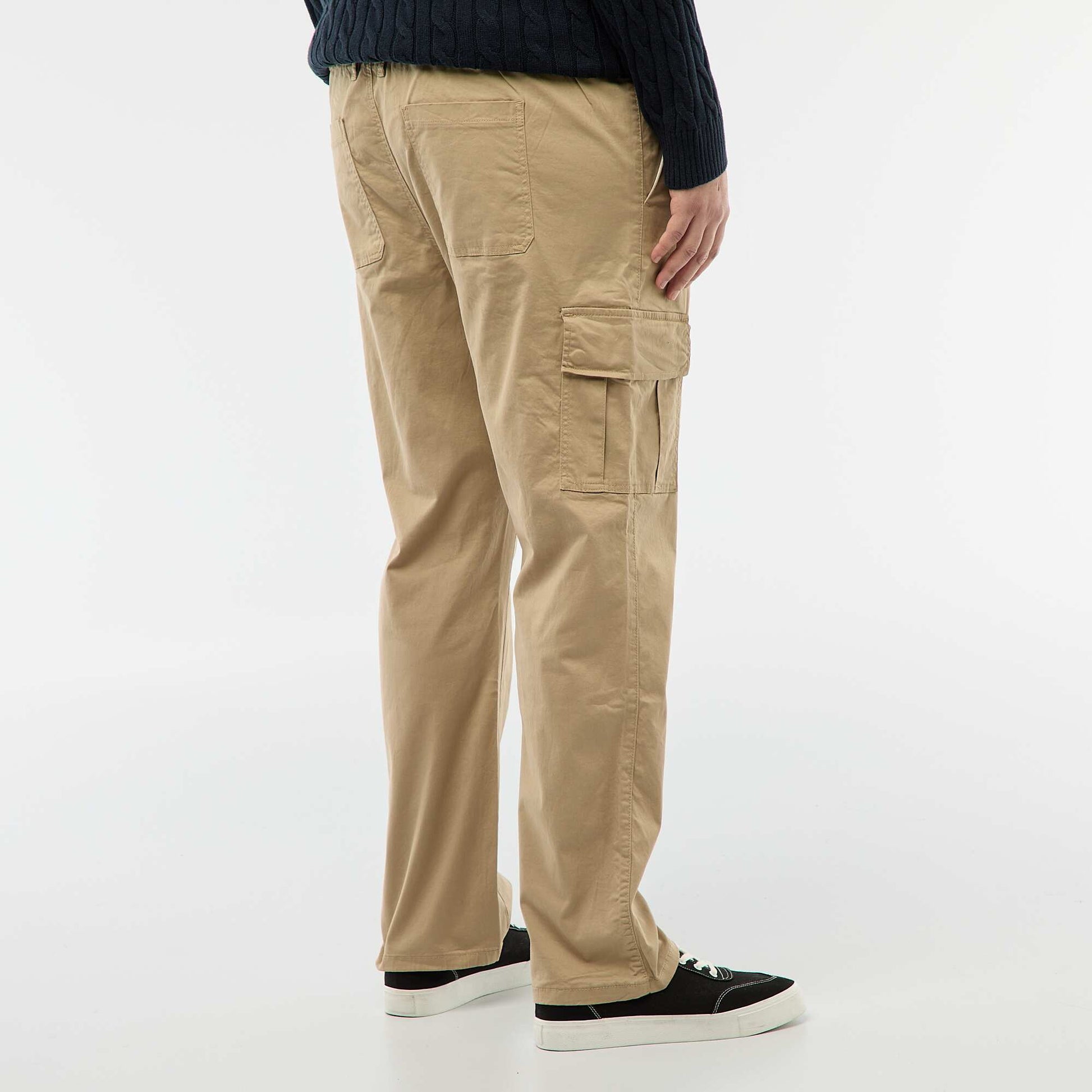 Pantalon multipoches uni avec passant pour ceinture BEIGE