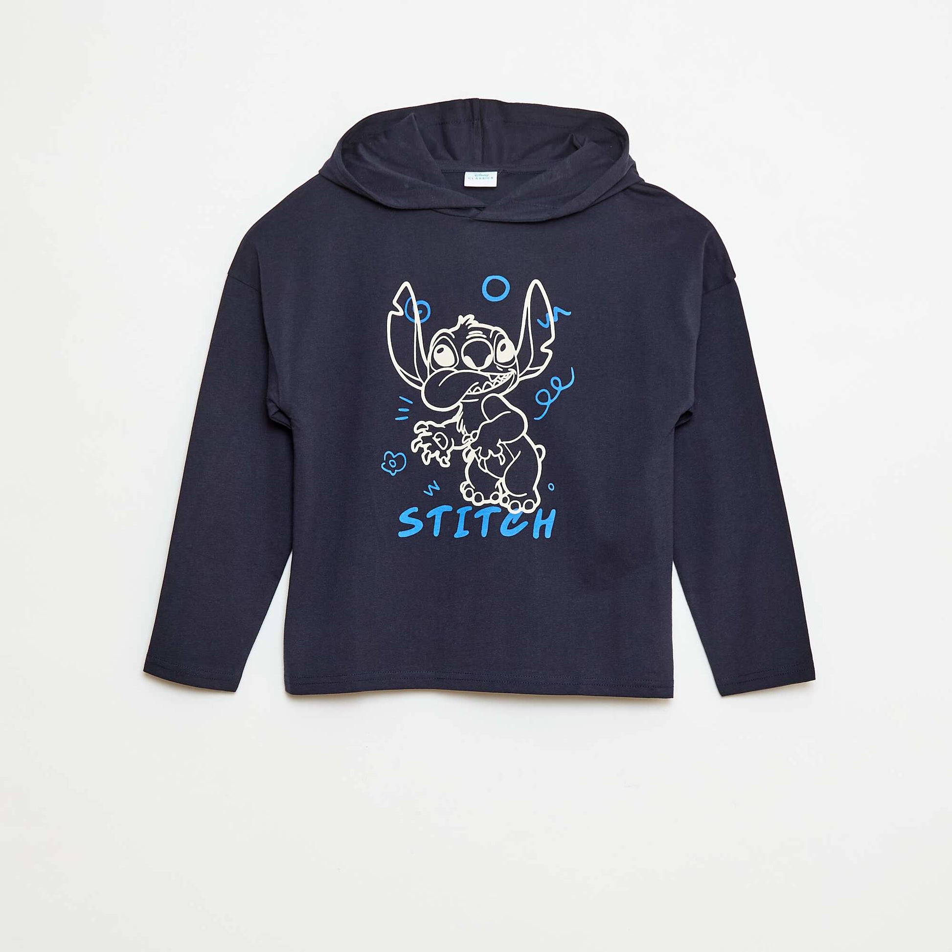 Tee-shirt à capuche 'Stitch' BLEU