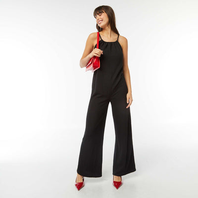 Combinaison pantalon en maille gaufrée NOIR