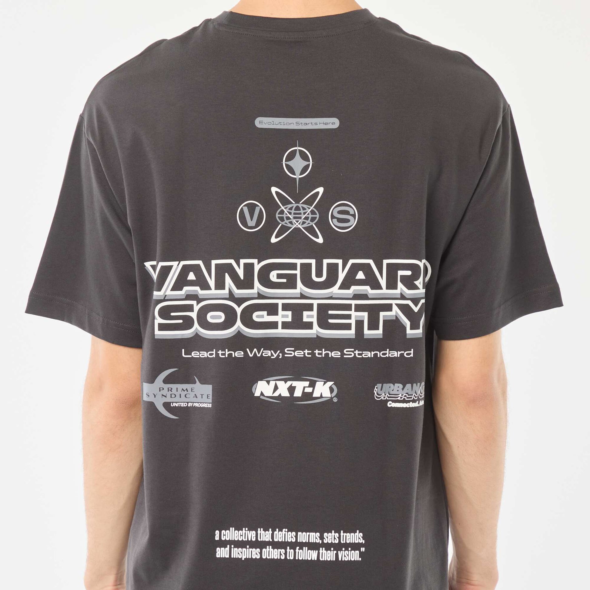 T-shirt uni imprimé recto/verso à manches longues GRIS