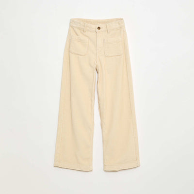 Pantalon large en velours uni BLANC