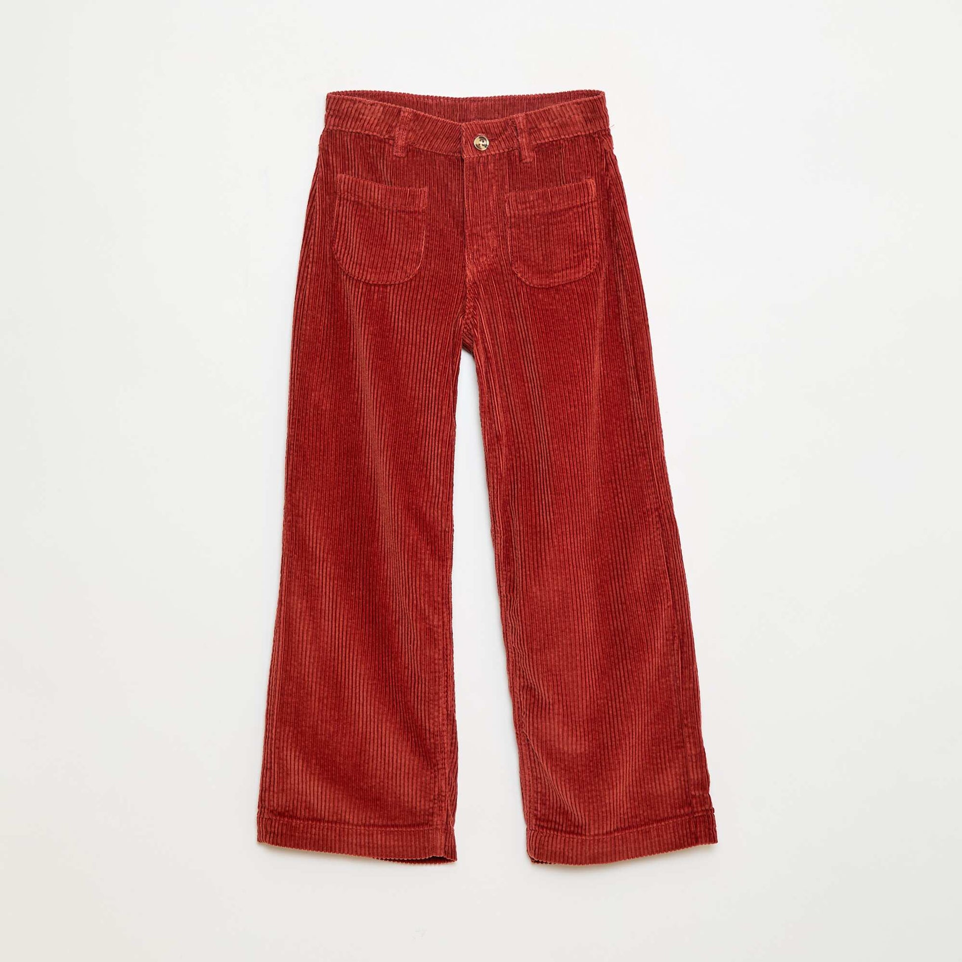 Pantalon large en velours uni ROUGE
