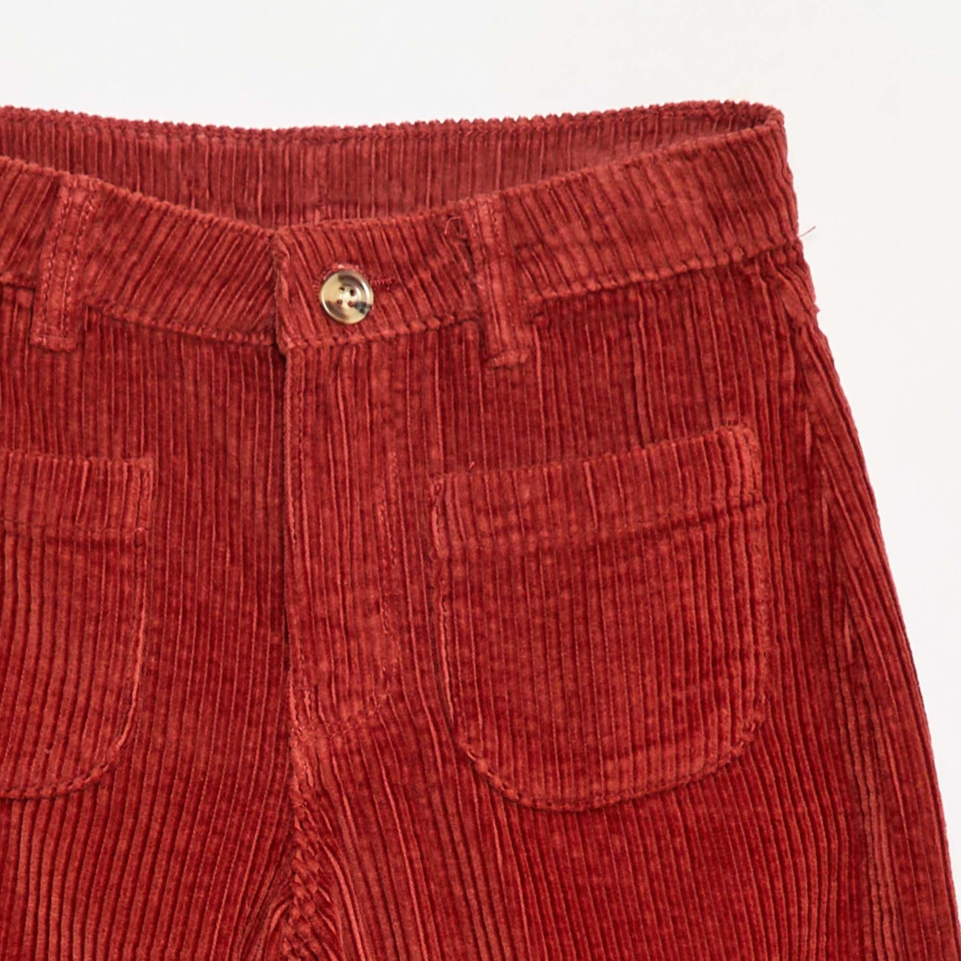 Pantalon large en velours uni ROUGE