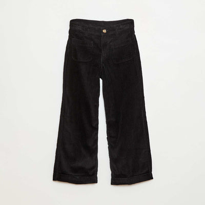 Pantalon large en velours uni NOIR