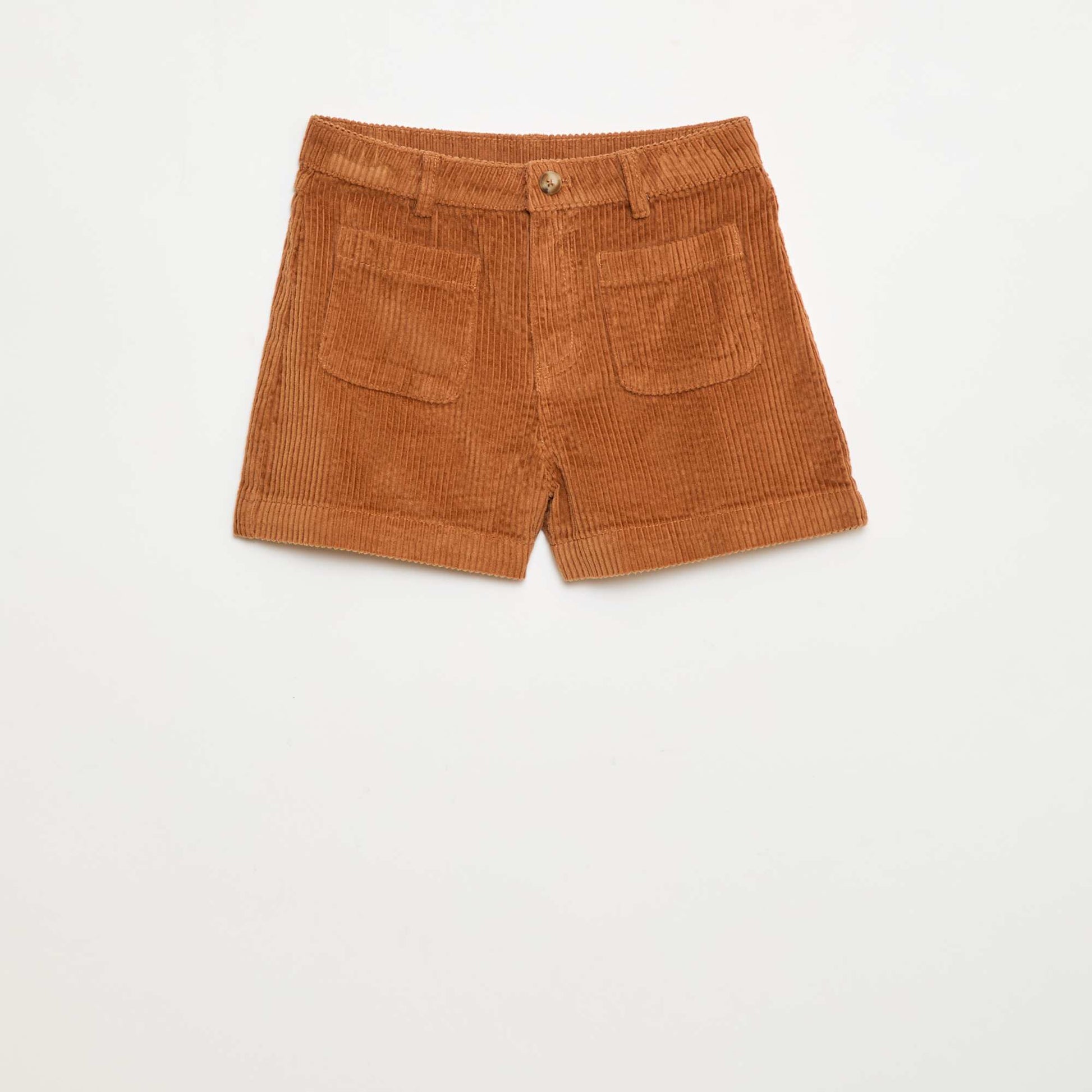 Short en velours côtelé avec 2 poches plaquées MARRON