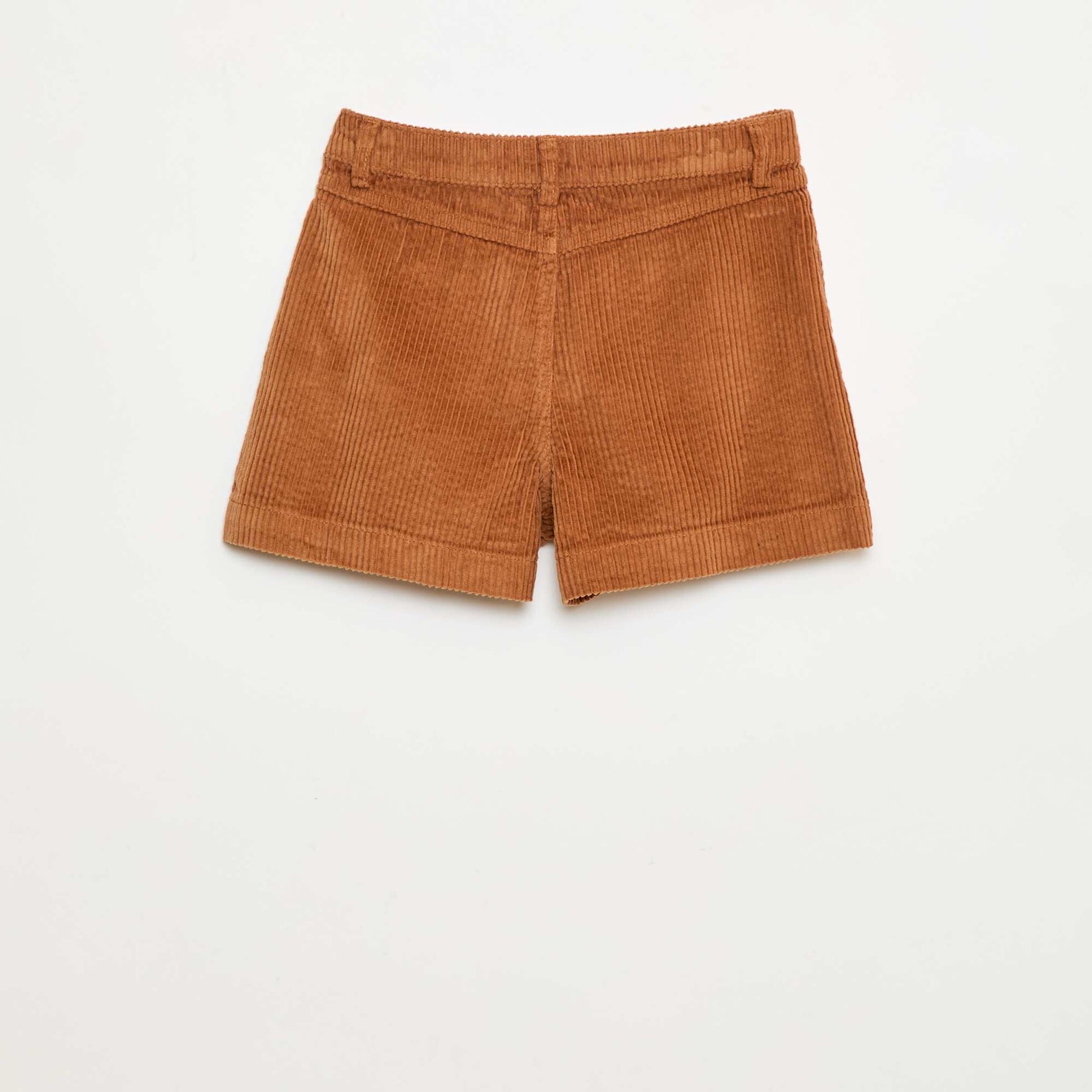 Short en velours côtelé avec 2 poches plaquées MARRON
