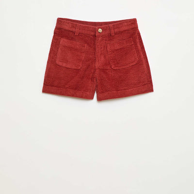 Short en velours côtelé avec 2 poches plaquées ROUGE