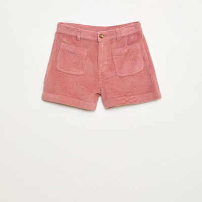 Short en velours côtelé avec 2 poches plaquées ROSE