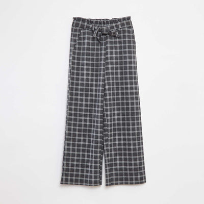 Pantalon large en maille Milano avec ceinture à nouer GRIS