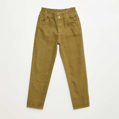 Pantalon denim mom taille haute VERT