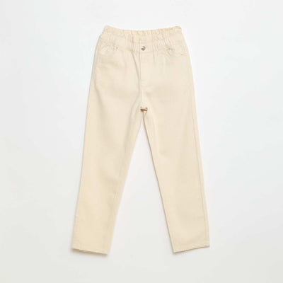 Pantalon denim mom taille haute BLANC