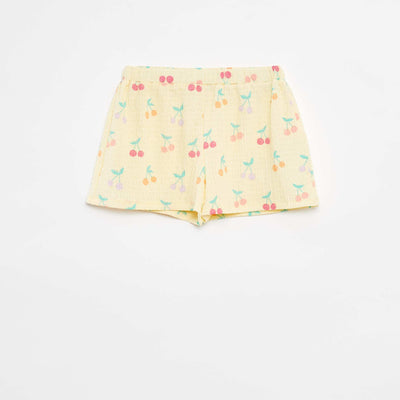 Short en maille gaufrée avec motifs JAUNE