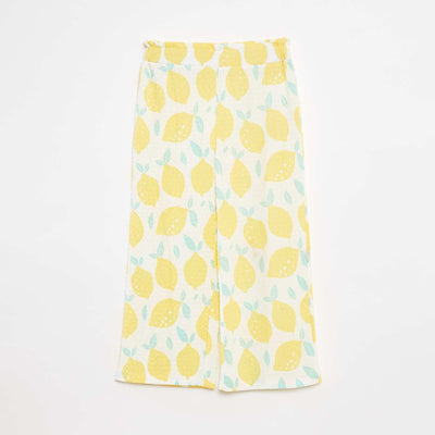 Pantalon en maille gaufrée avec motifs BLANC