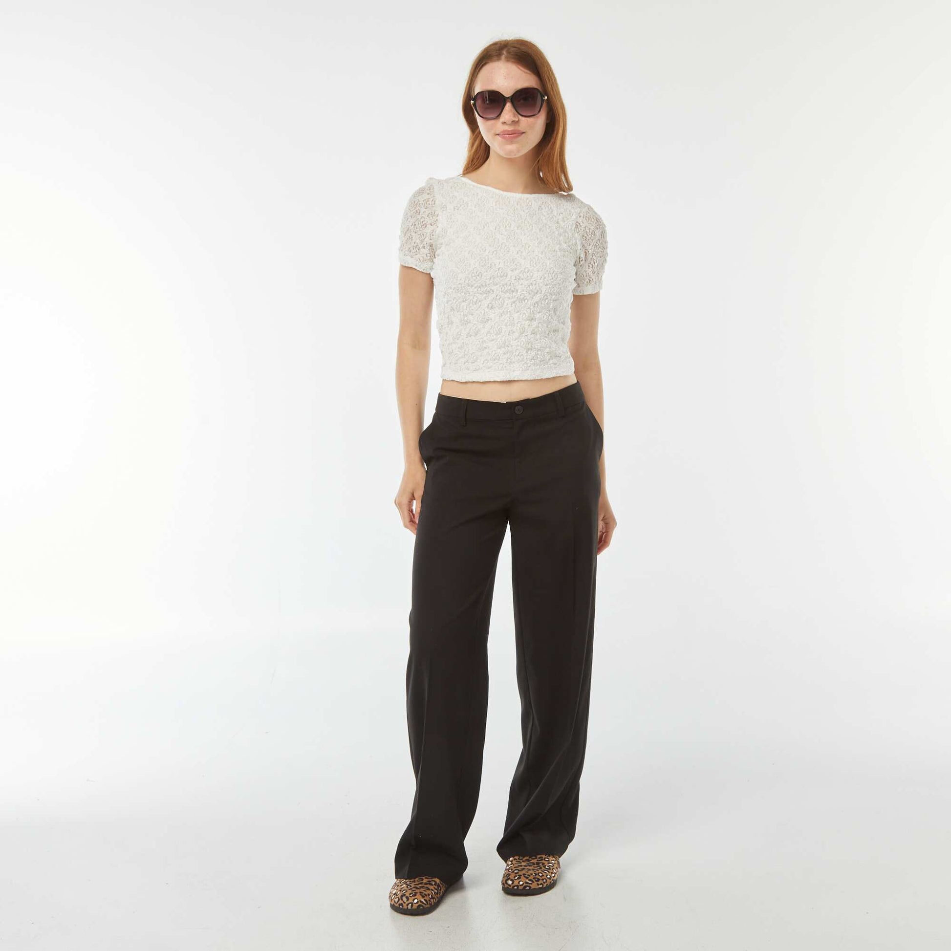 T-shirt en dentelle avec dos nu BLANC