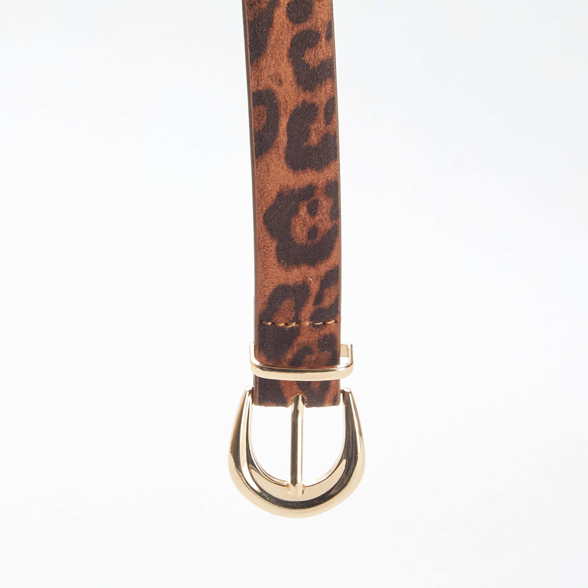 Fine ceinture en suédine léopard MARRON
