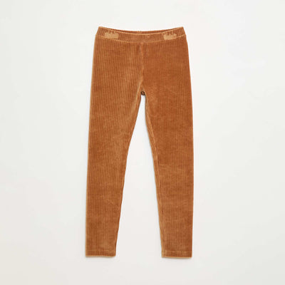 Pantalon uni en velours épais BEIGE