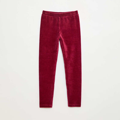 Pantalon uni en velours épais ROUGE