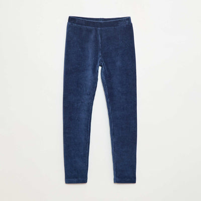 Pantalon uni en velours épais BLEU