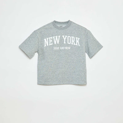 T-shirt style universitaire manches courtes GRIS