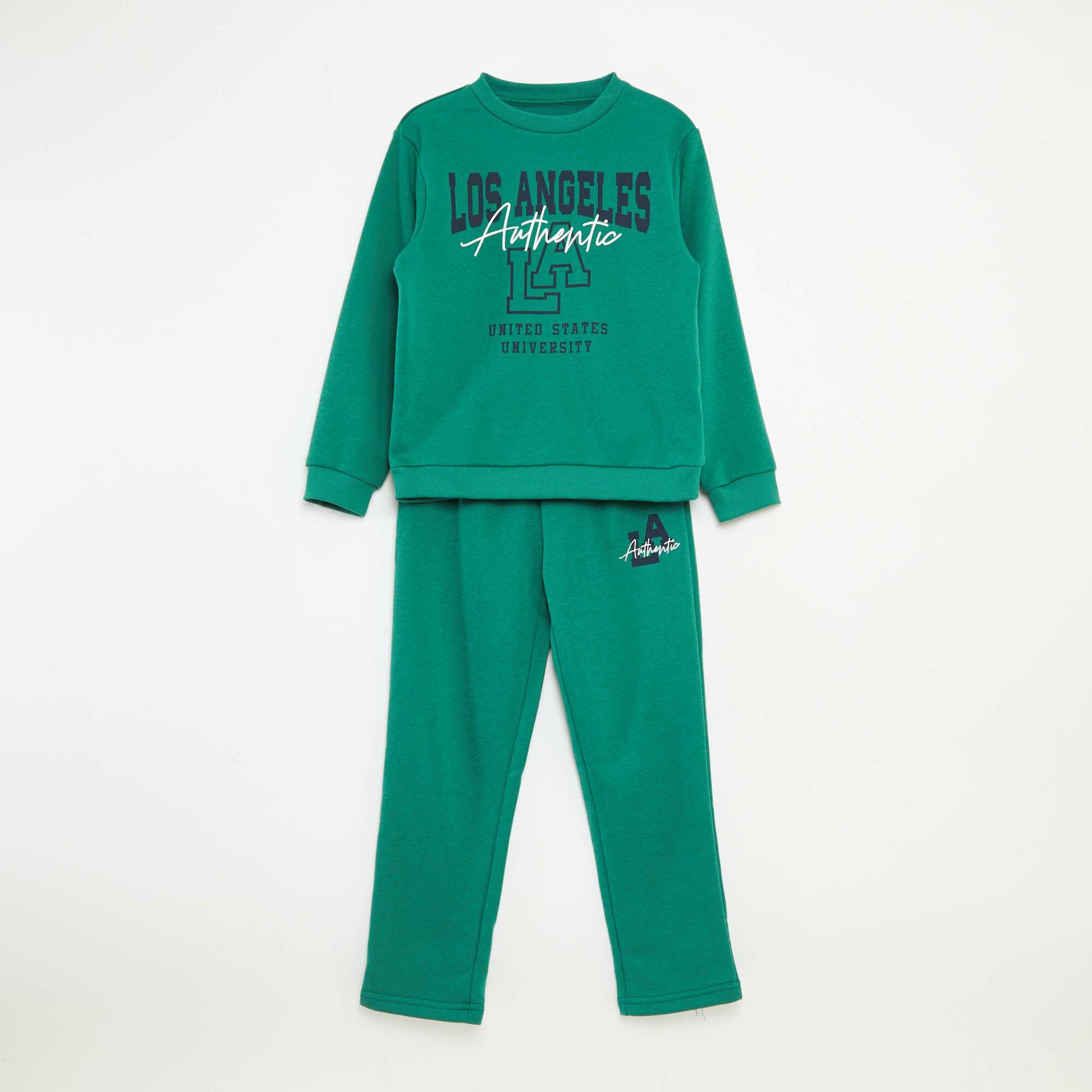 Ensemble sweat + pantalon esprit campus - 2 pièces VERT
