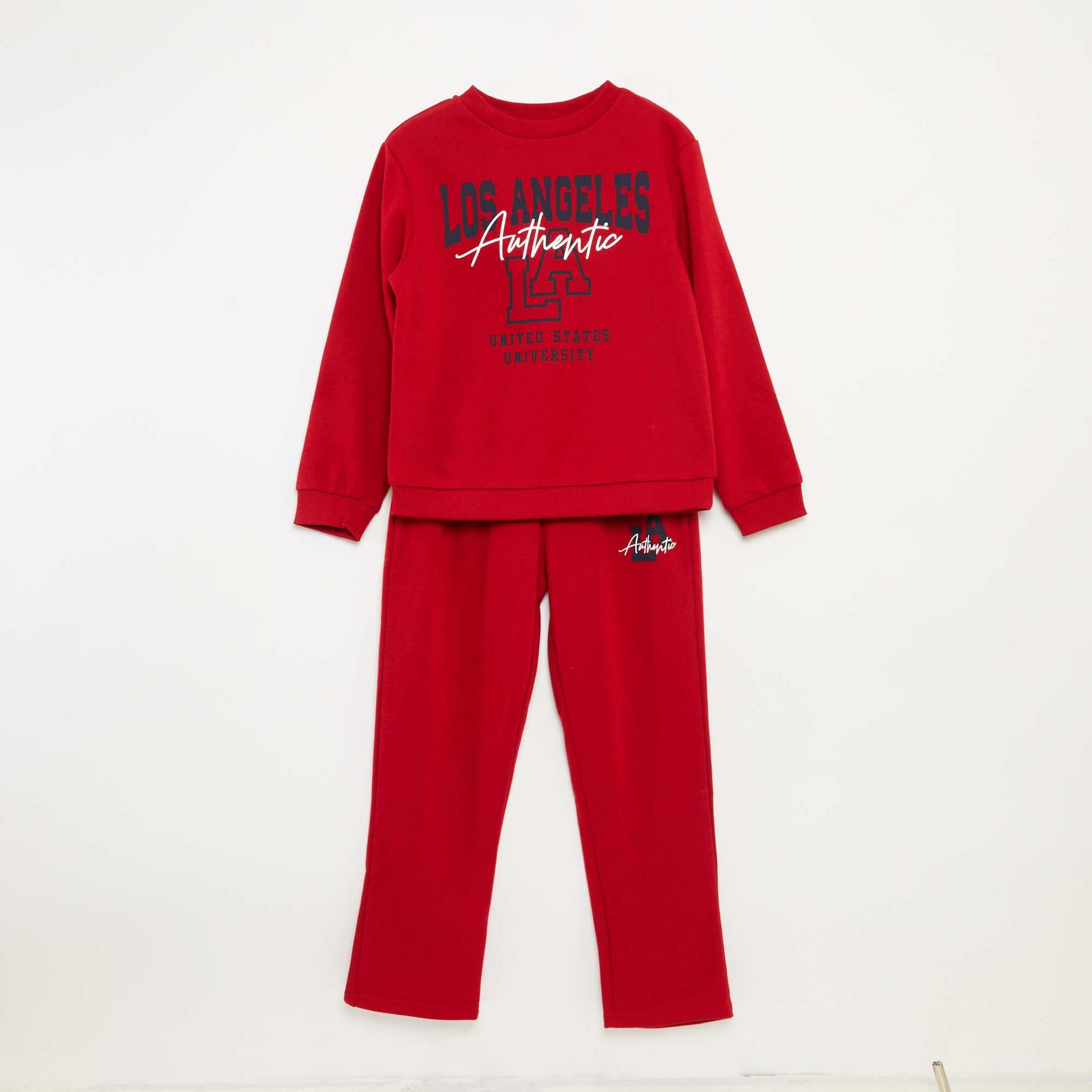 Ensemble sweat + pantalon esprit campus - 2 pièces ROUGE