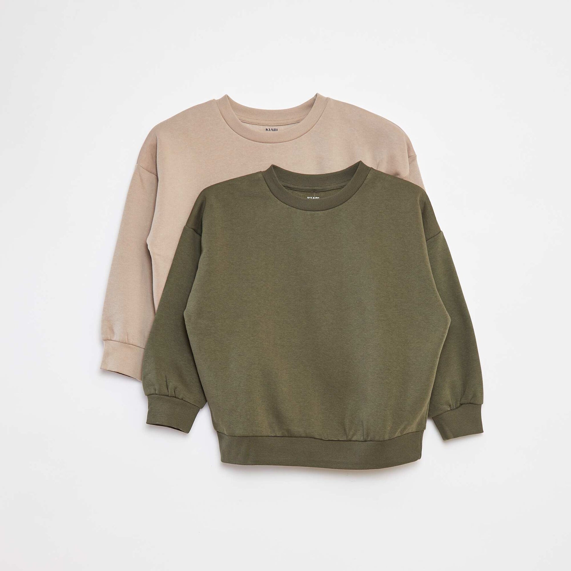 Lot de 2 sweats unis en molleton KAKI