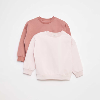 Lot de 2 sweats unis en molleton ROSE