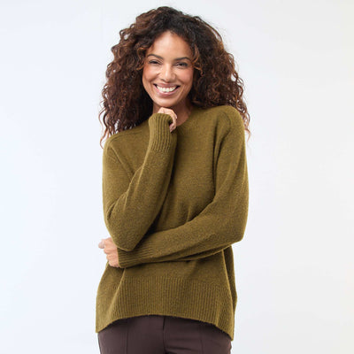 Pull en maille grosse jauge à col rond KAKI
