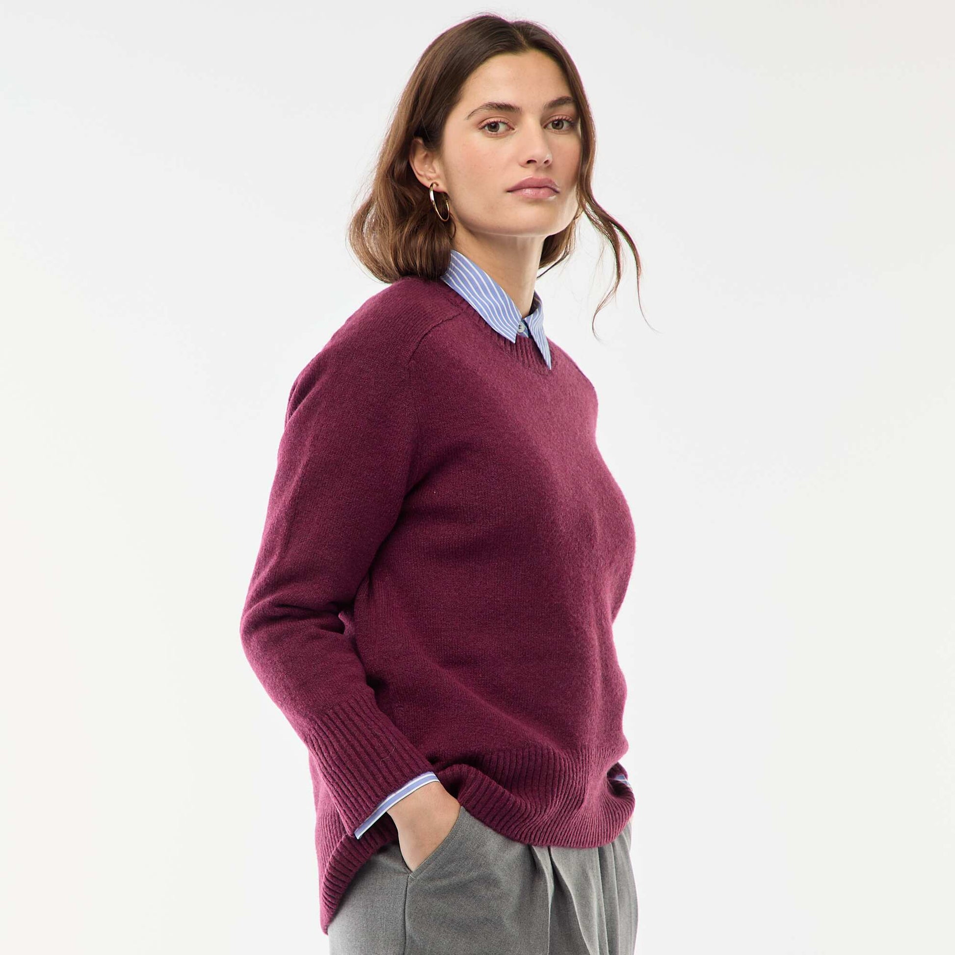 Pull en maille grosse jauge à col rond ROUGE
