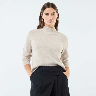 Pull en maille col montant BEIGE