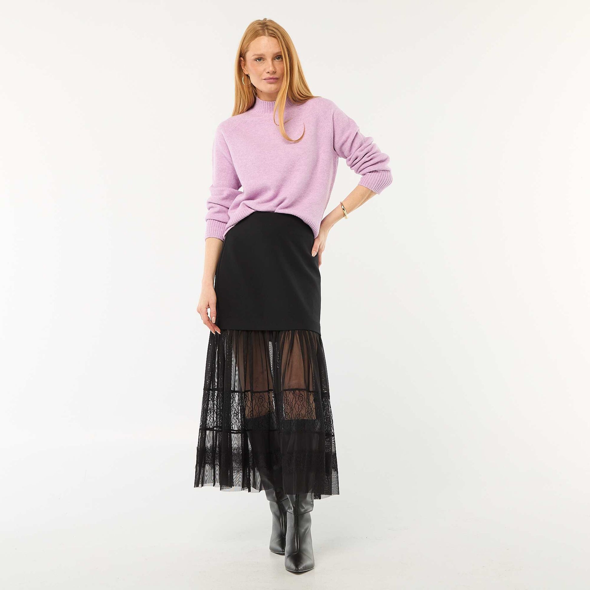 Pull en maille col montant VIOLET