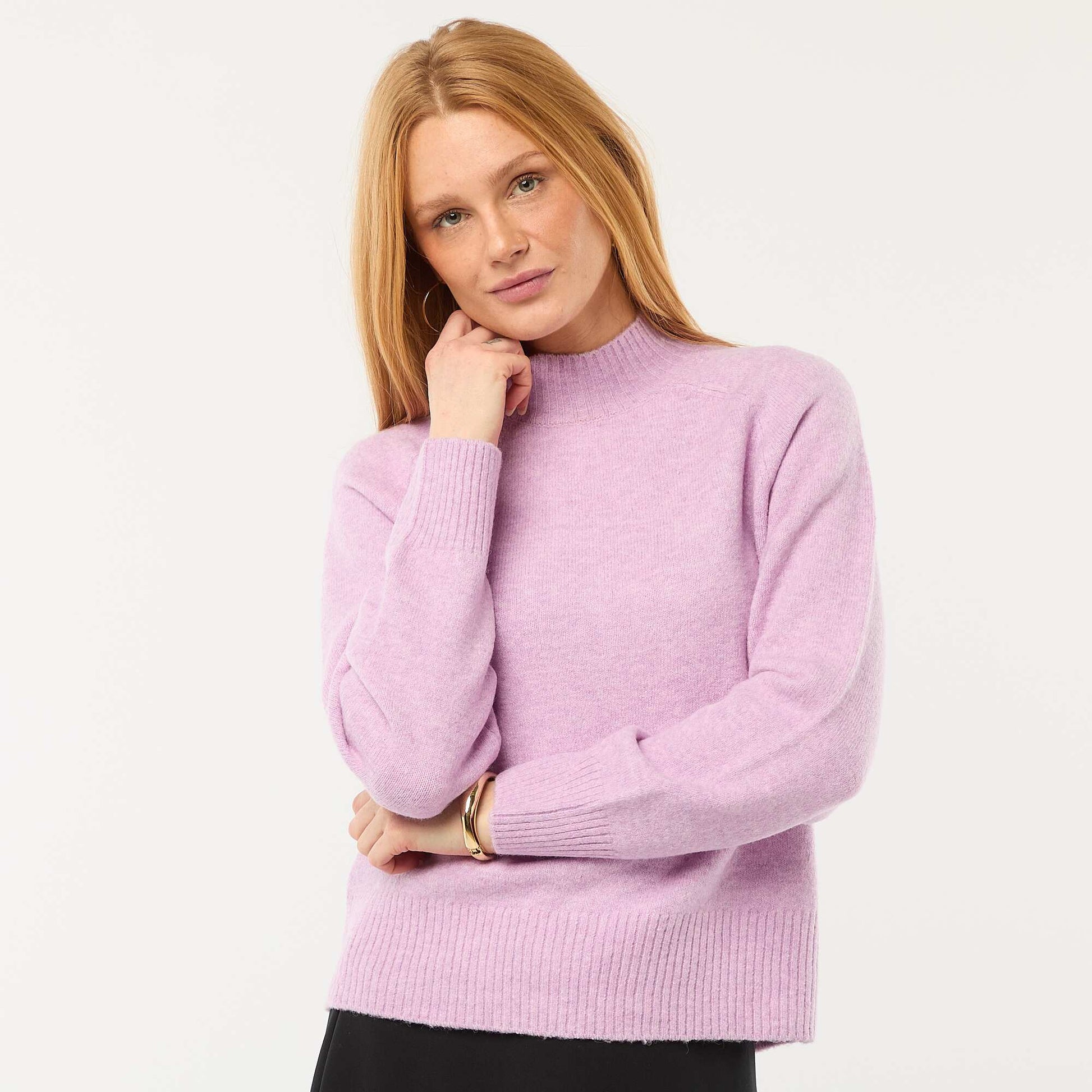 Pull en maille col montant VIOLET