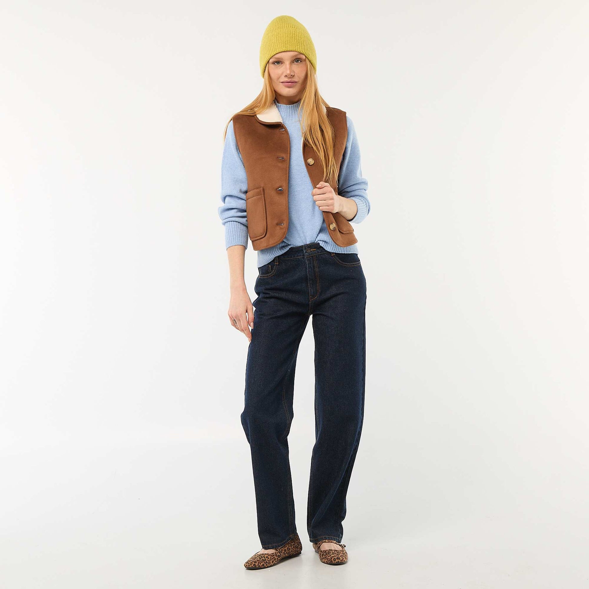 Pull en maille col montant BLEU