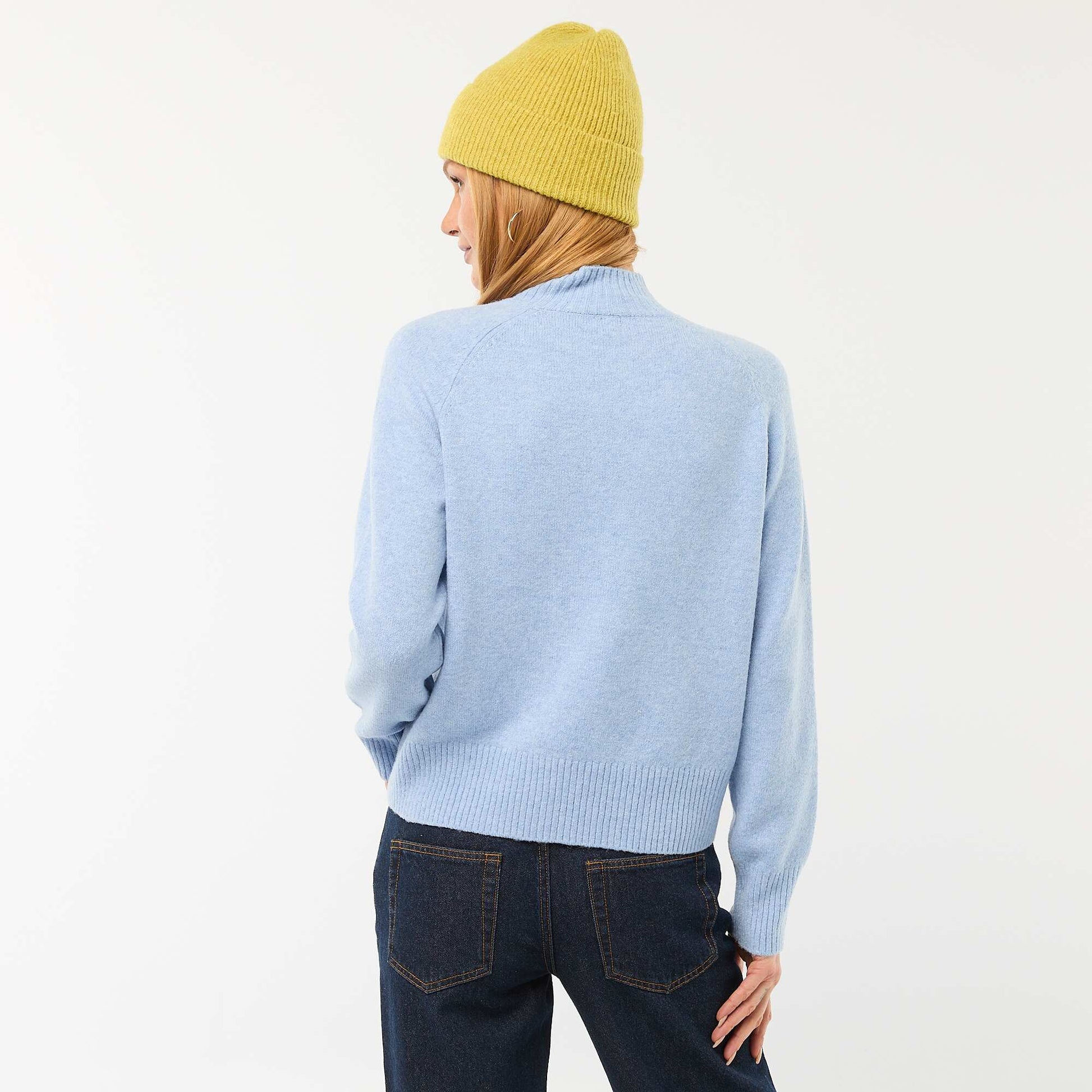 Pull en maille col montant BLEU