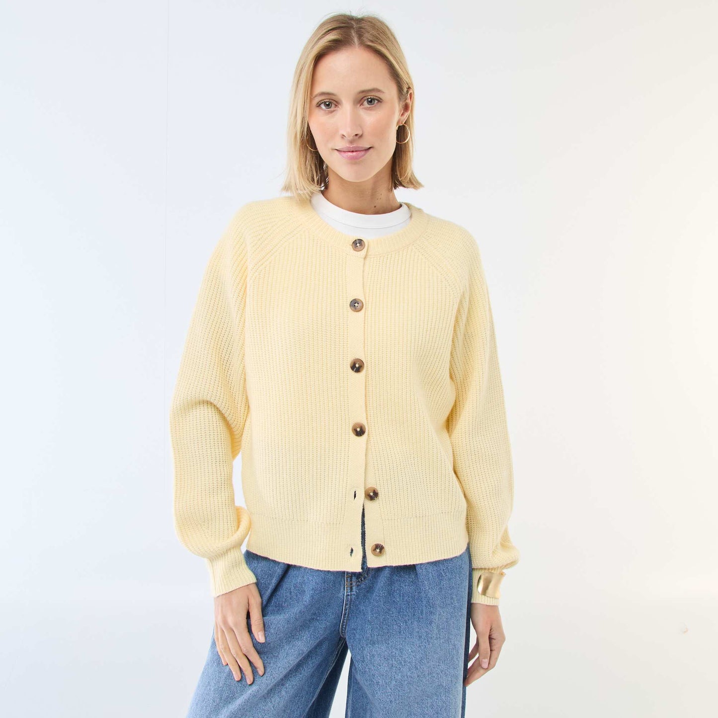 Gilet maille grosse jauge JAUNE