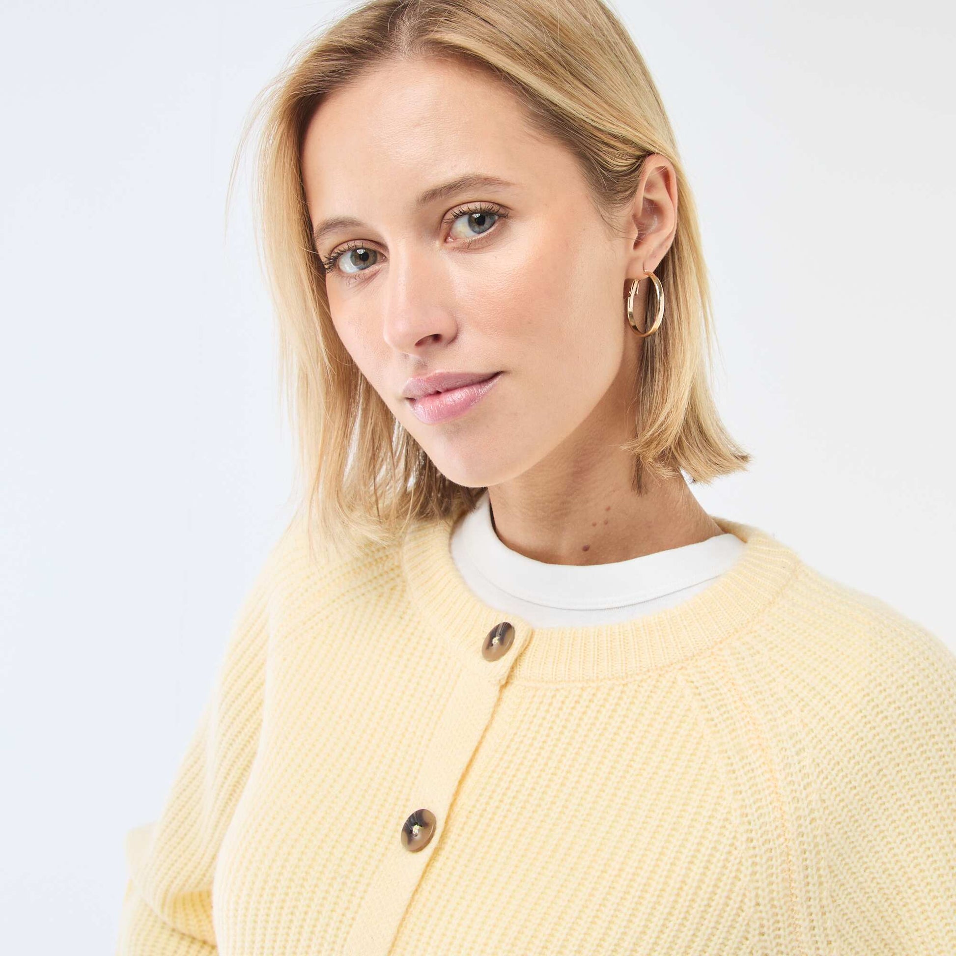 Gilet maille grosse jauge JAUNE