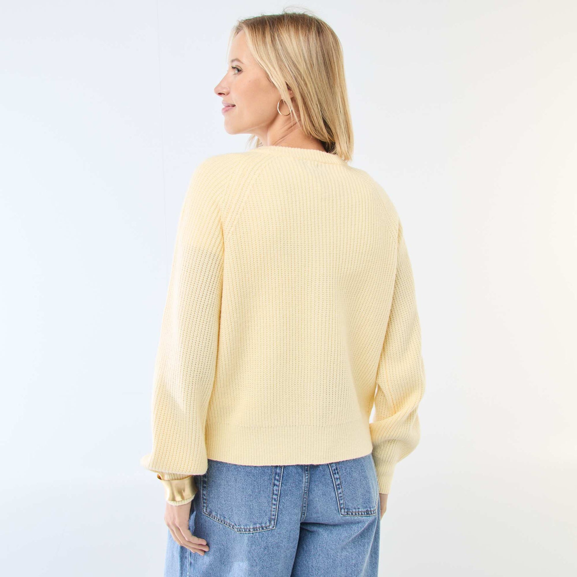 Gilet maille grosse jauge JAUNE