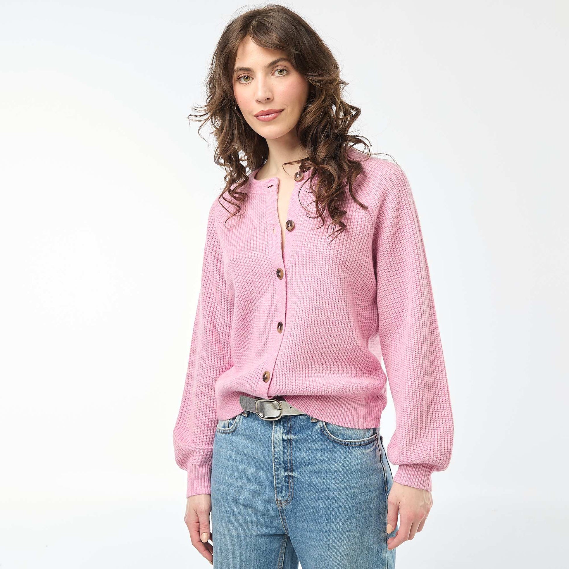 Gilet maille grosse jauge ROSE