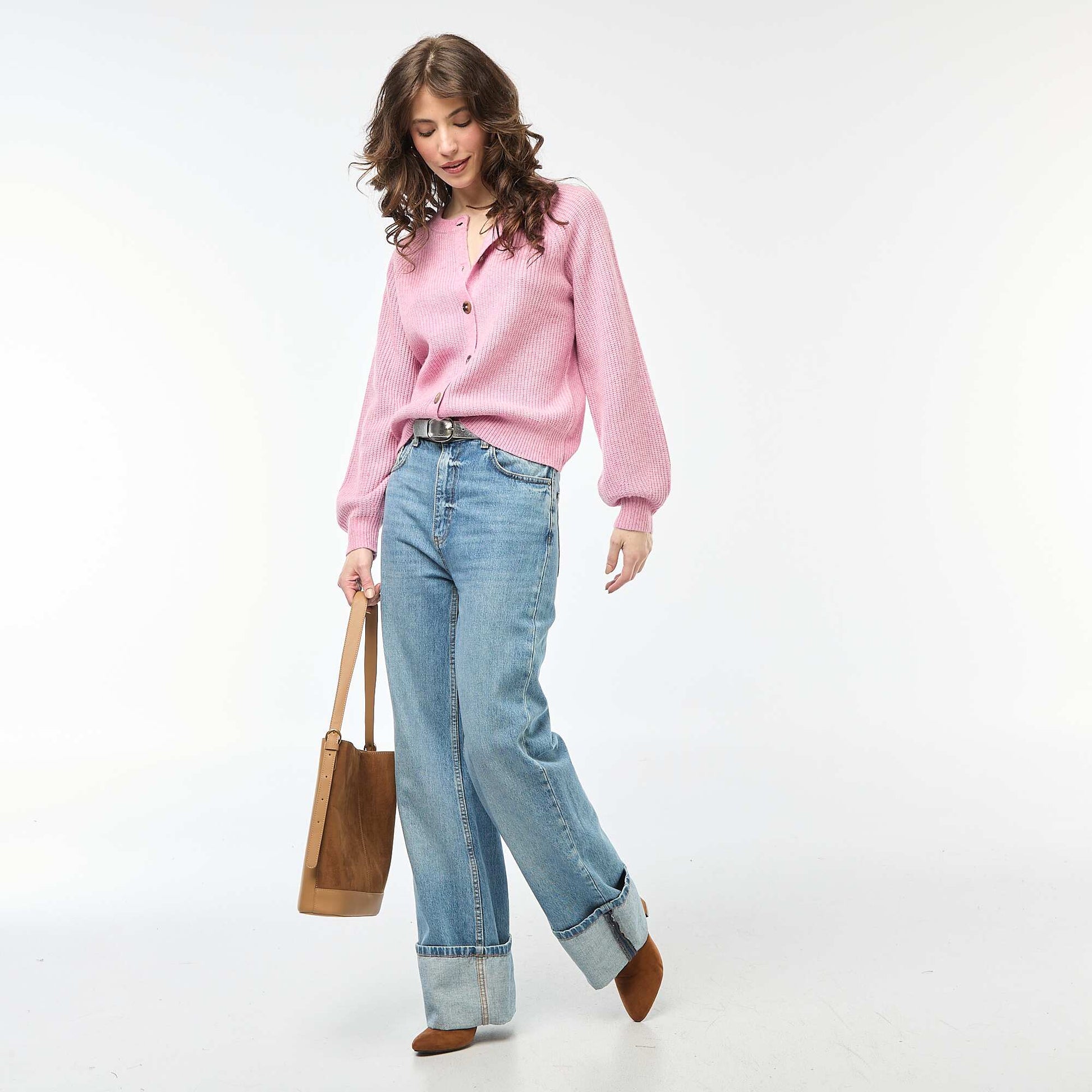 Gilet maille grosse jauge ROSE