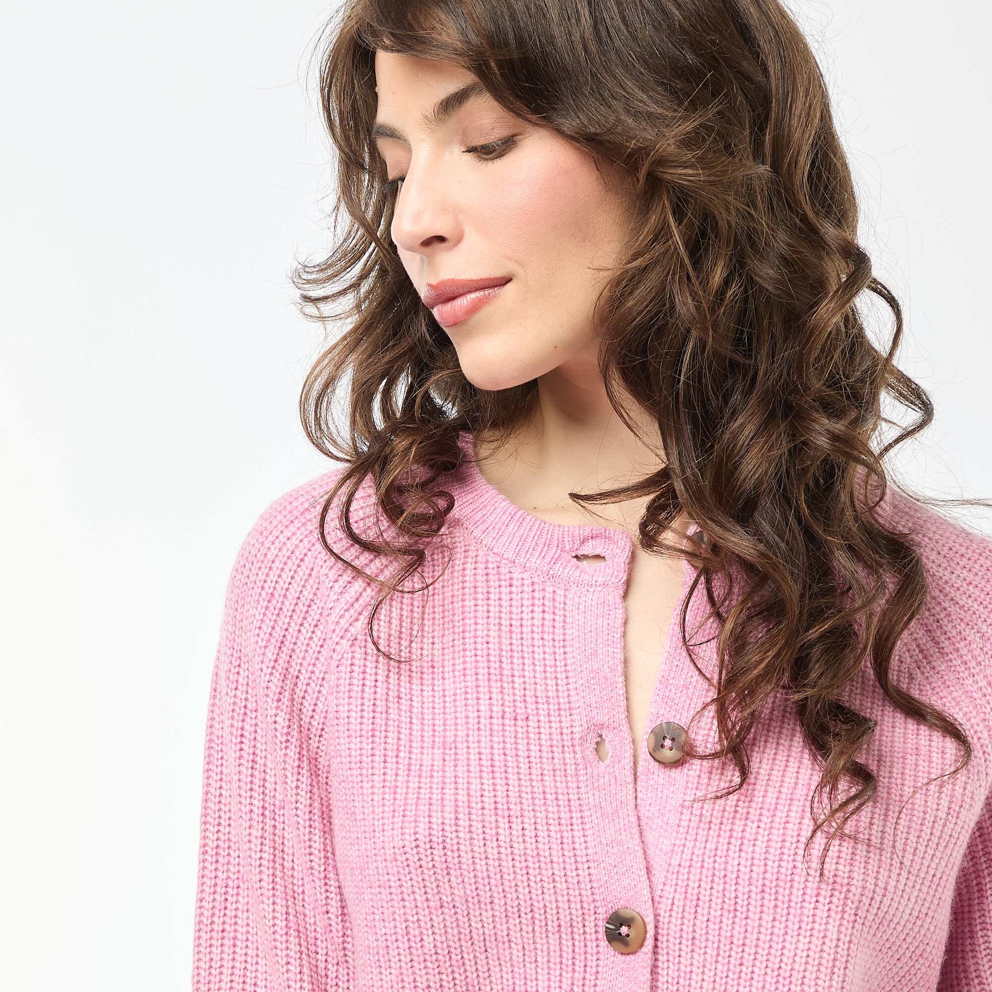 Gilet maille grosse jauge ROSE