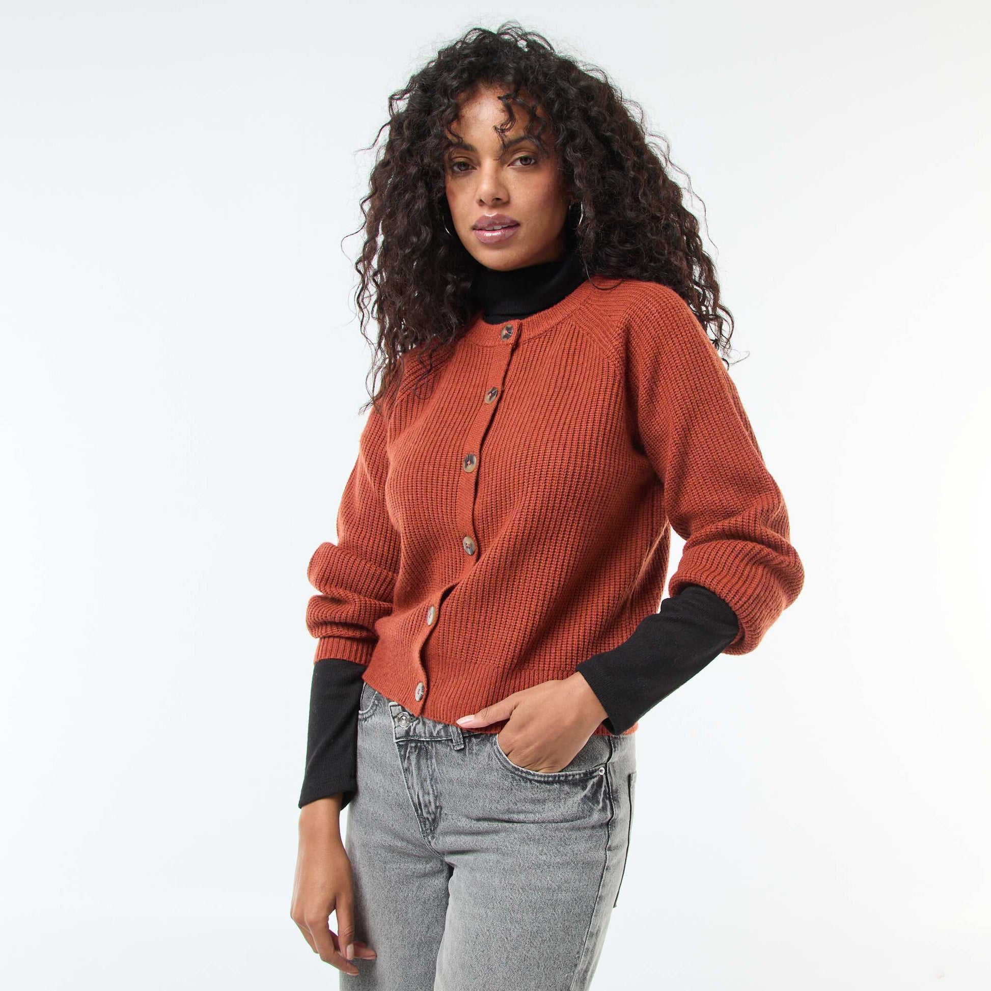 Gilet maille grosse jauge ORANGE