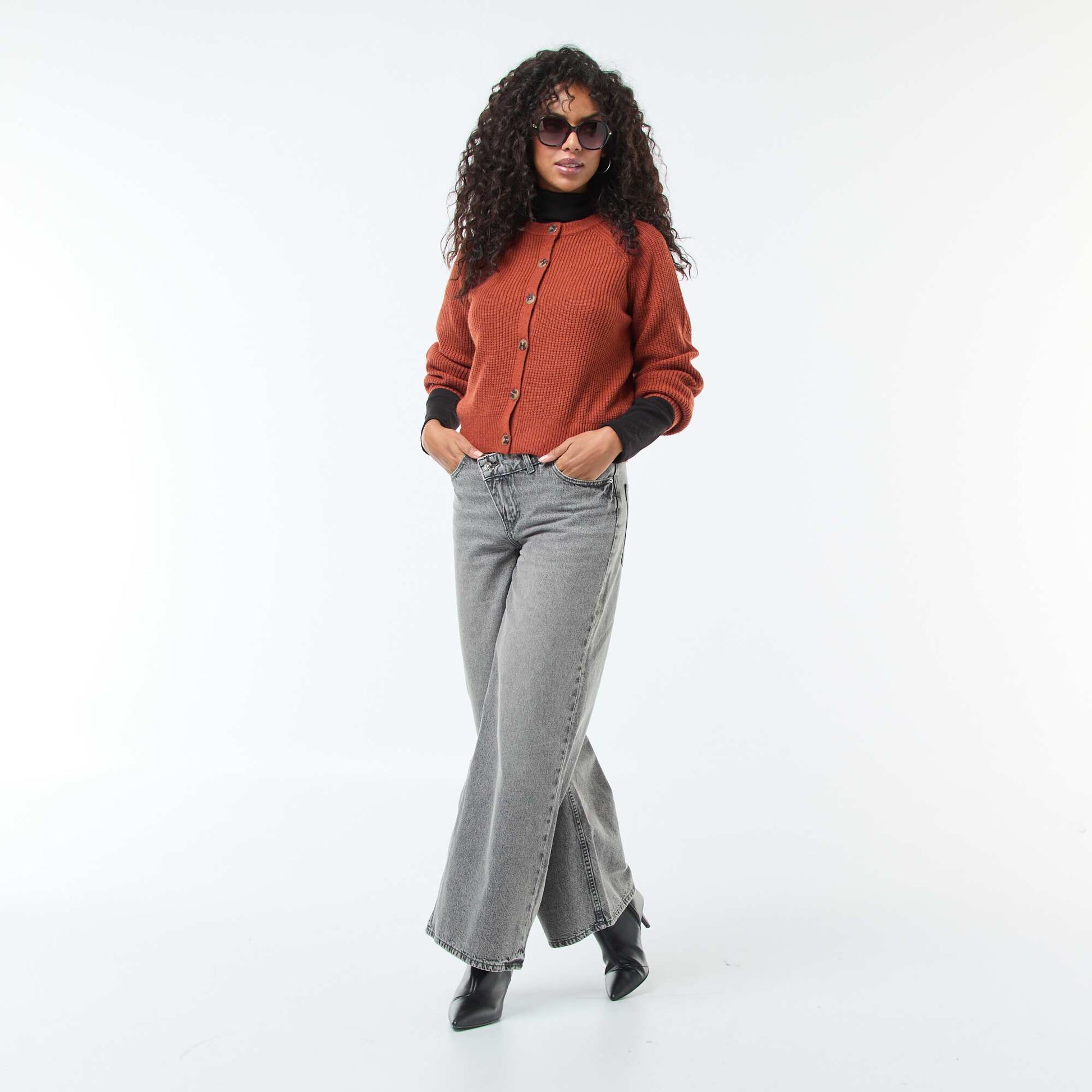 Gilet maille grosse jauge ORANGE
