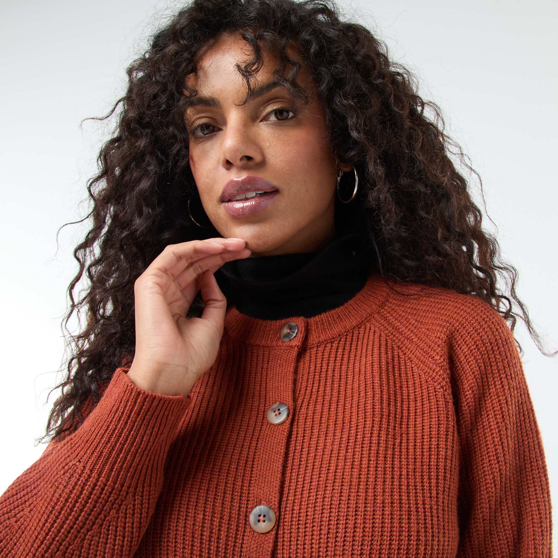 Gilet maille grosse jauge ORANGE