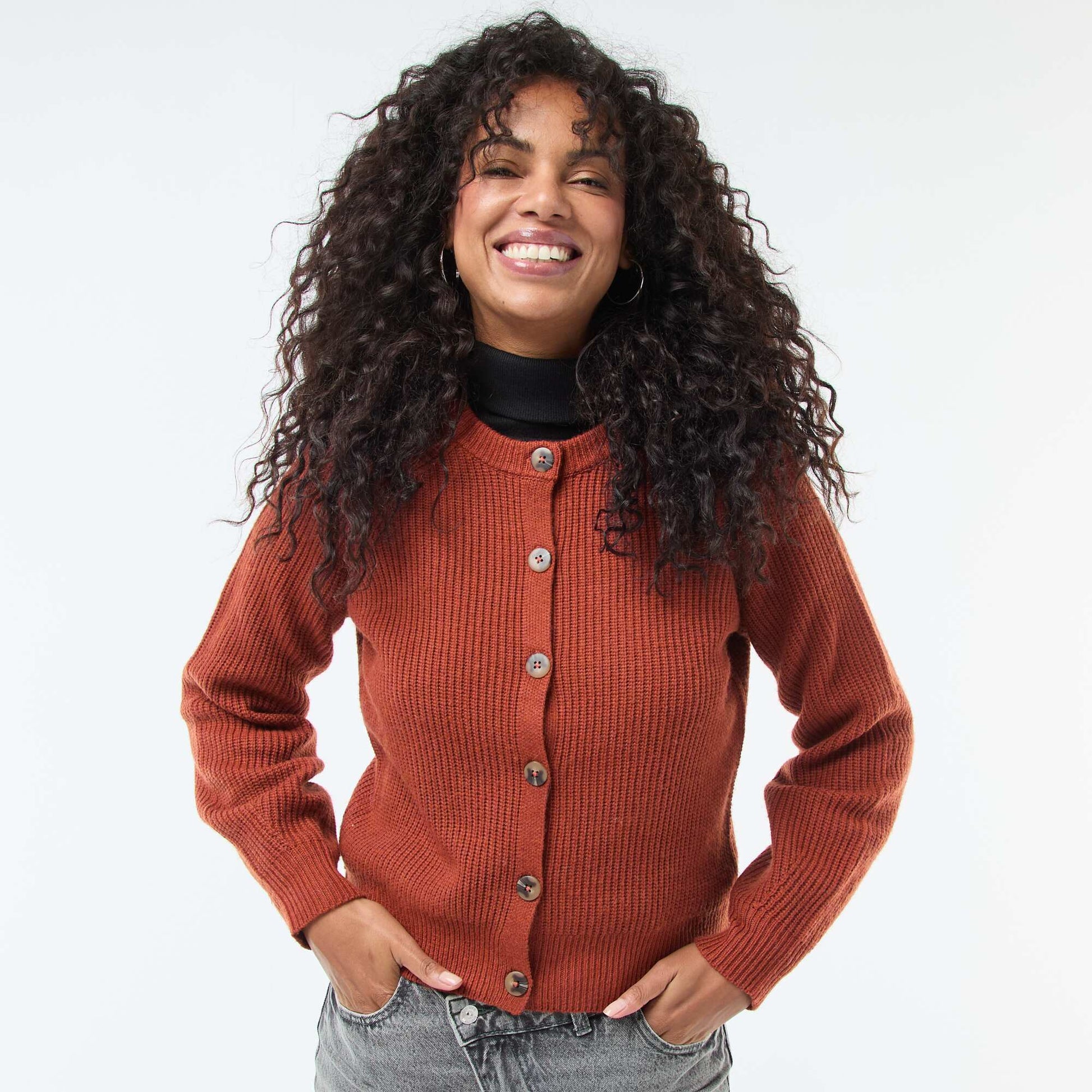 Gilet maille grosse jauge ORANGE