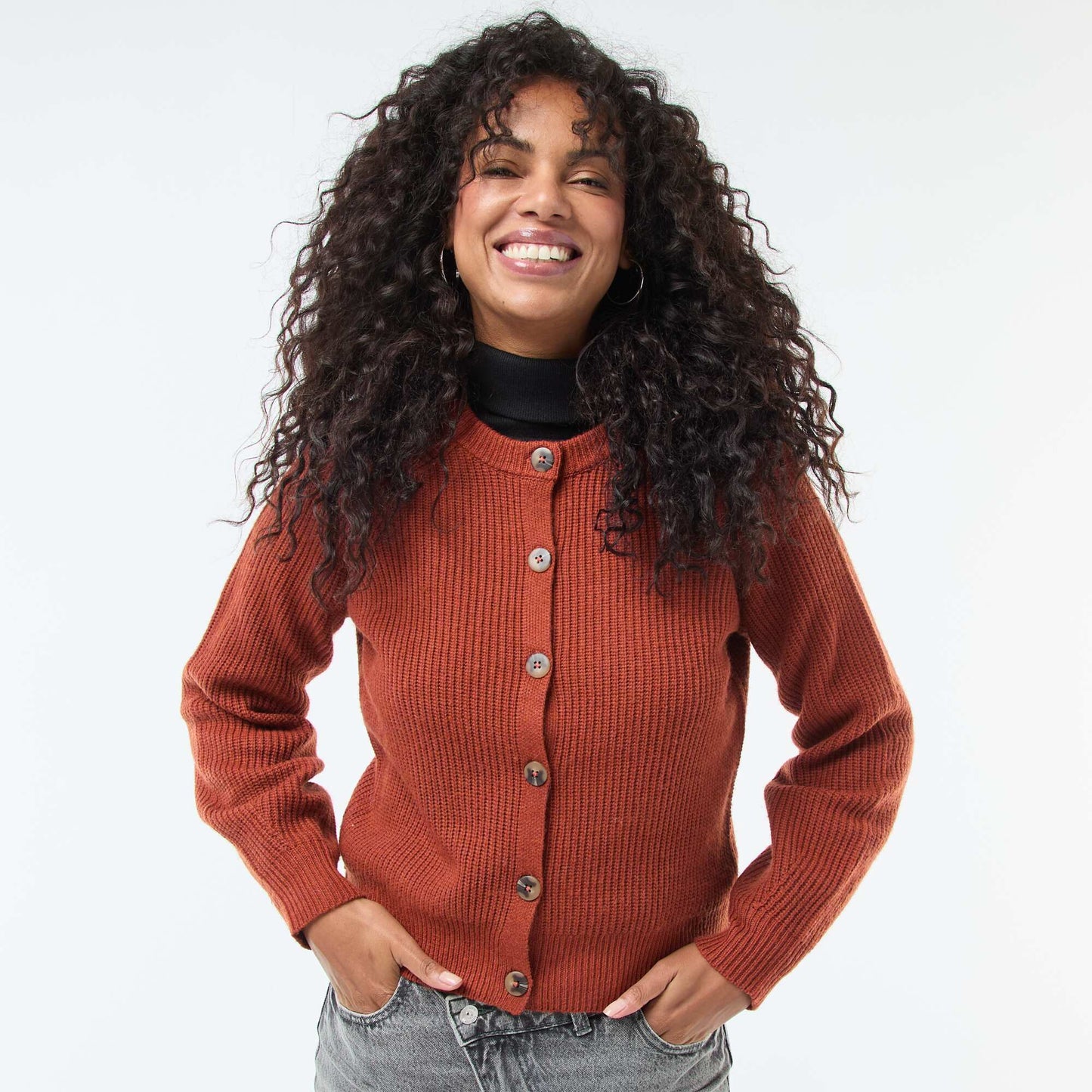 Gilet maille grosse jauge ORANGE